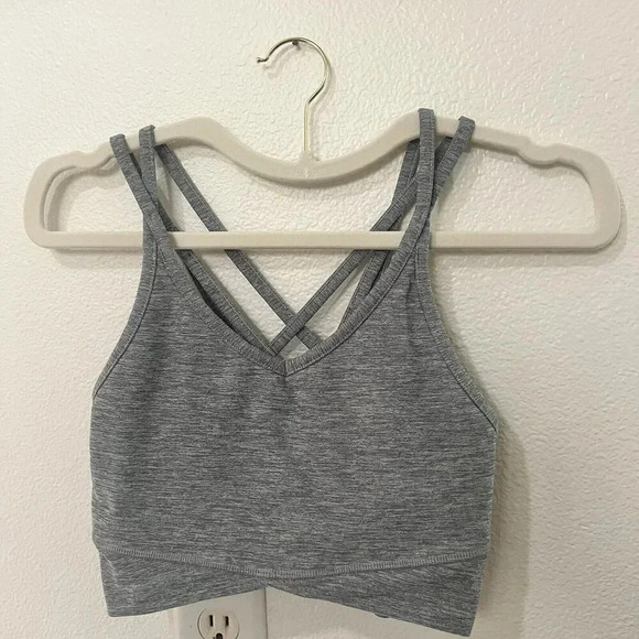 MP Athletics Strappy Gray Minimal Light Compression Sport Bra Size Small Cross - Picture 6 of 9